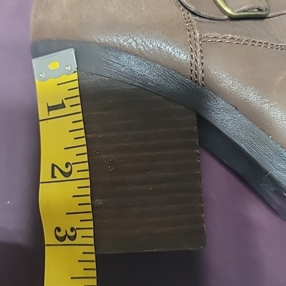 Lucky brand brown leather heeled boots strapped euc - Picture 12 of 12